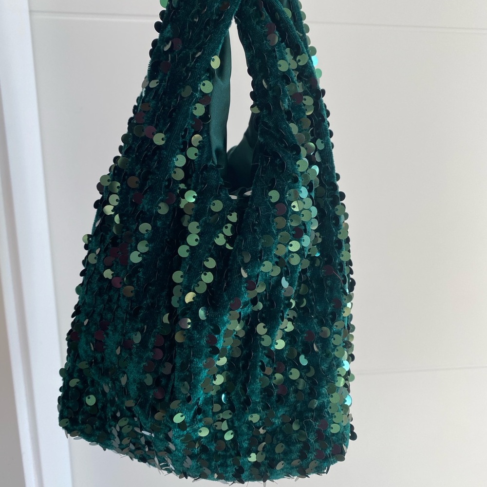 Zara Sequin Green Handbag